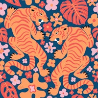 Wild Botanical Tigers papel de parede