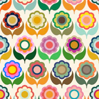 70s Fun Flowers - Multi papiers peint
