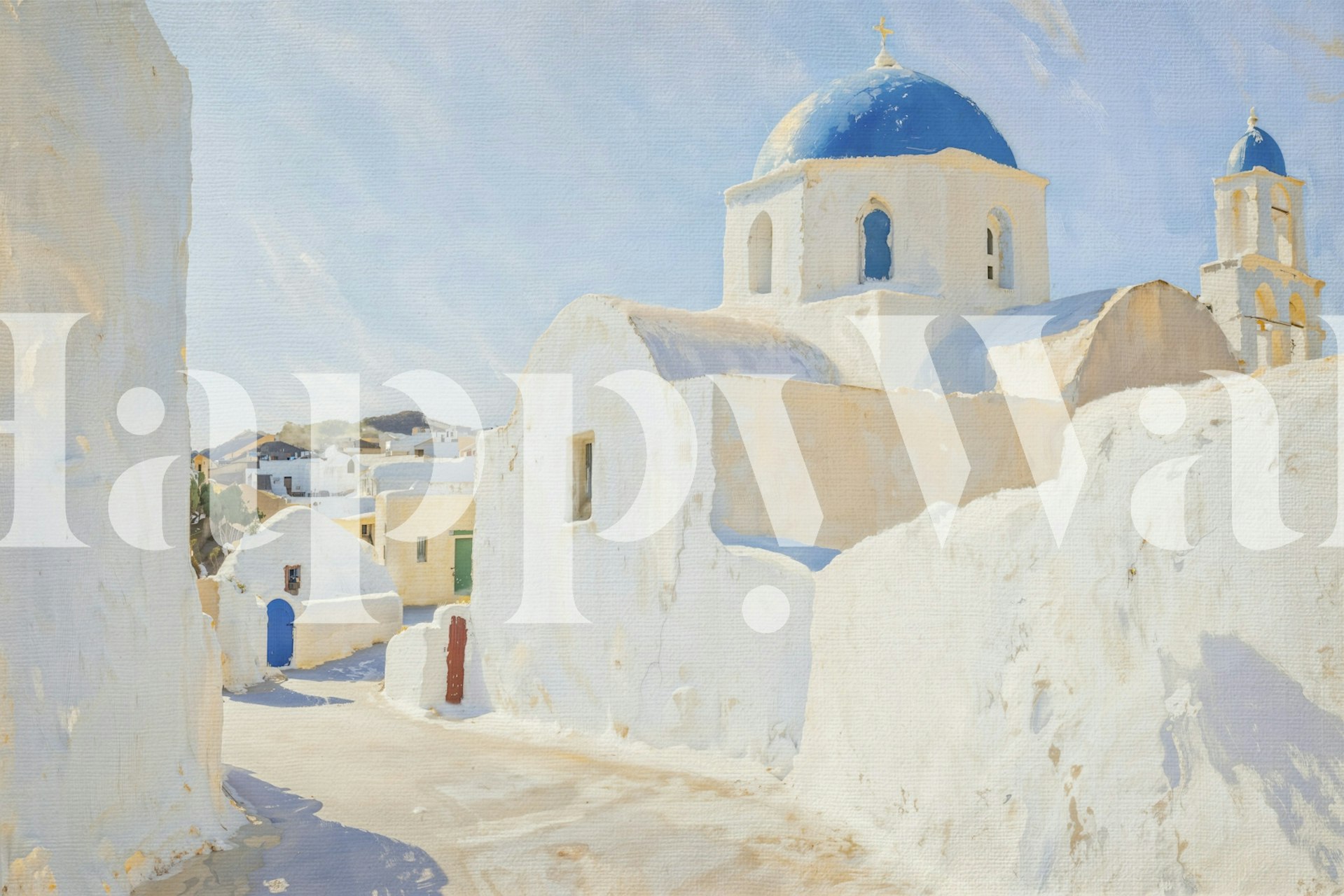 Tapeta Santorini Serenity v pokoji