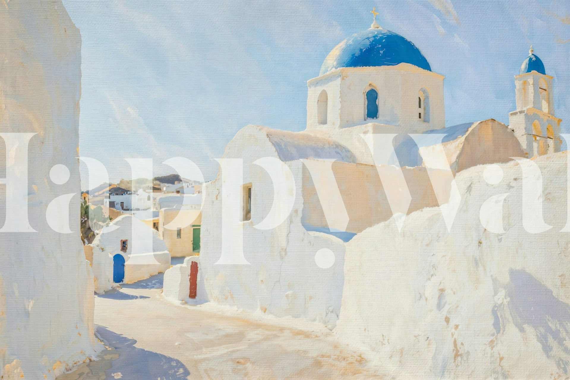 Santorini Serenity wallpaper in a room