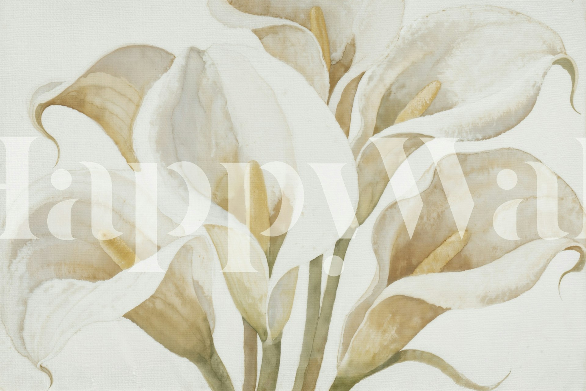 Elegant Ivory Blooms wallpaper in a room