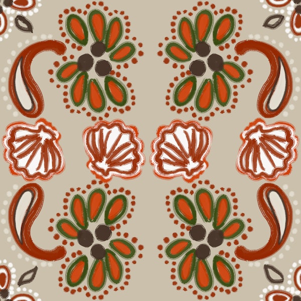 Vintage palms shells Whimsy