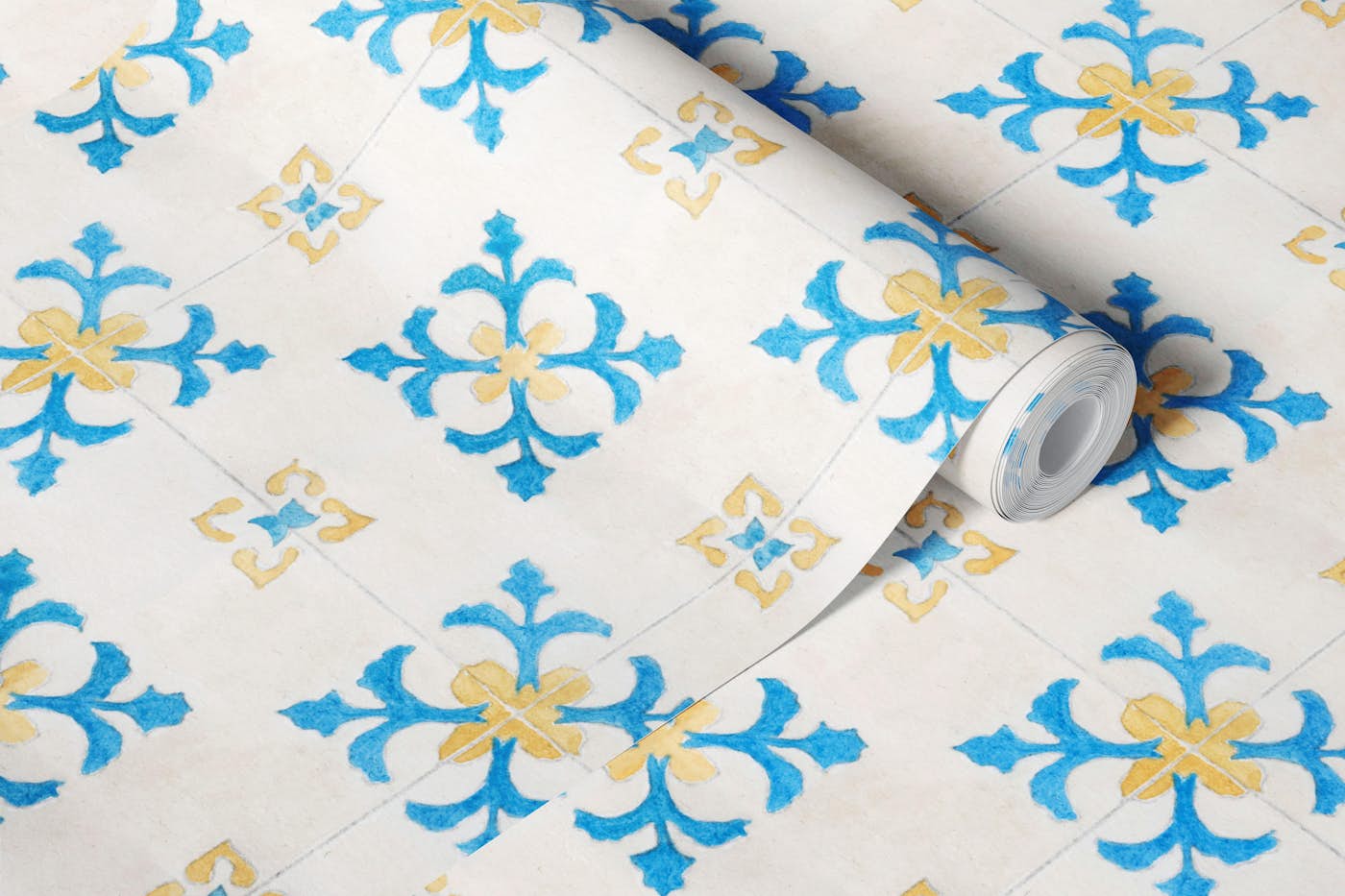 Mediterranean Tile Blue wallpaper roll