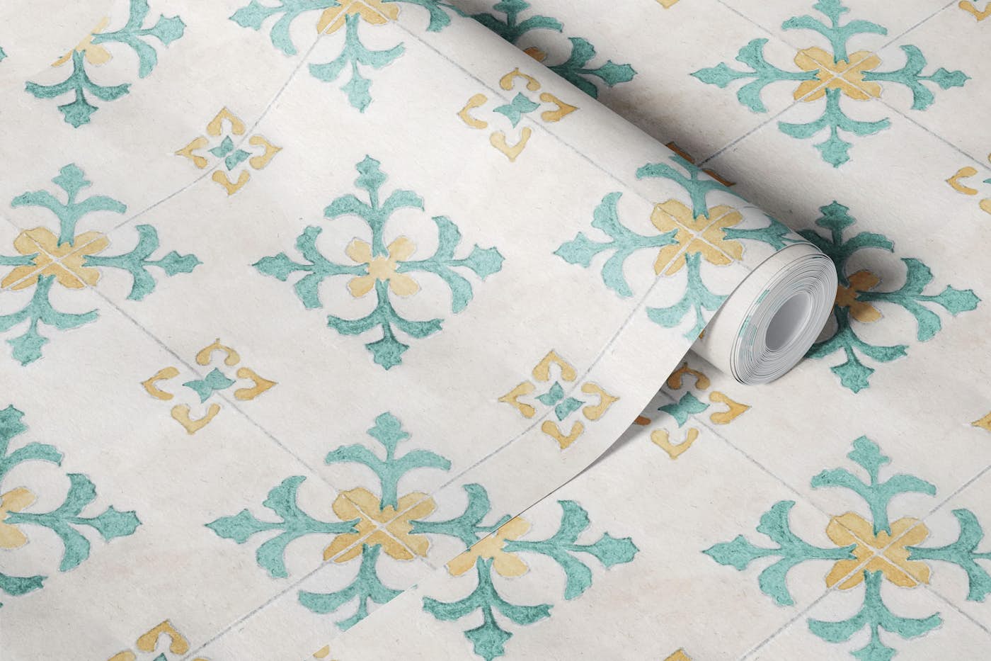 Mediterranean Tile - Mint wallpaper roll