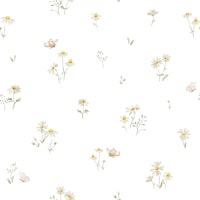 Delicate Daisy Meadow In White wallpaper