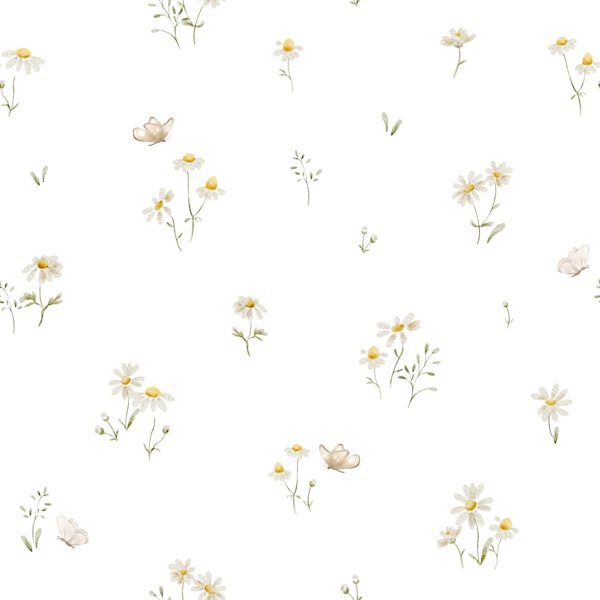 Delicate Daisy Meadow In White