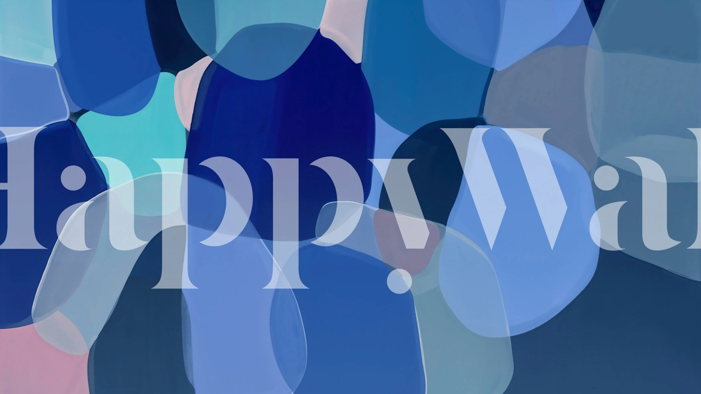 Abstract blue lagoon wallpaper displayed in a room