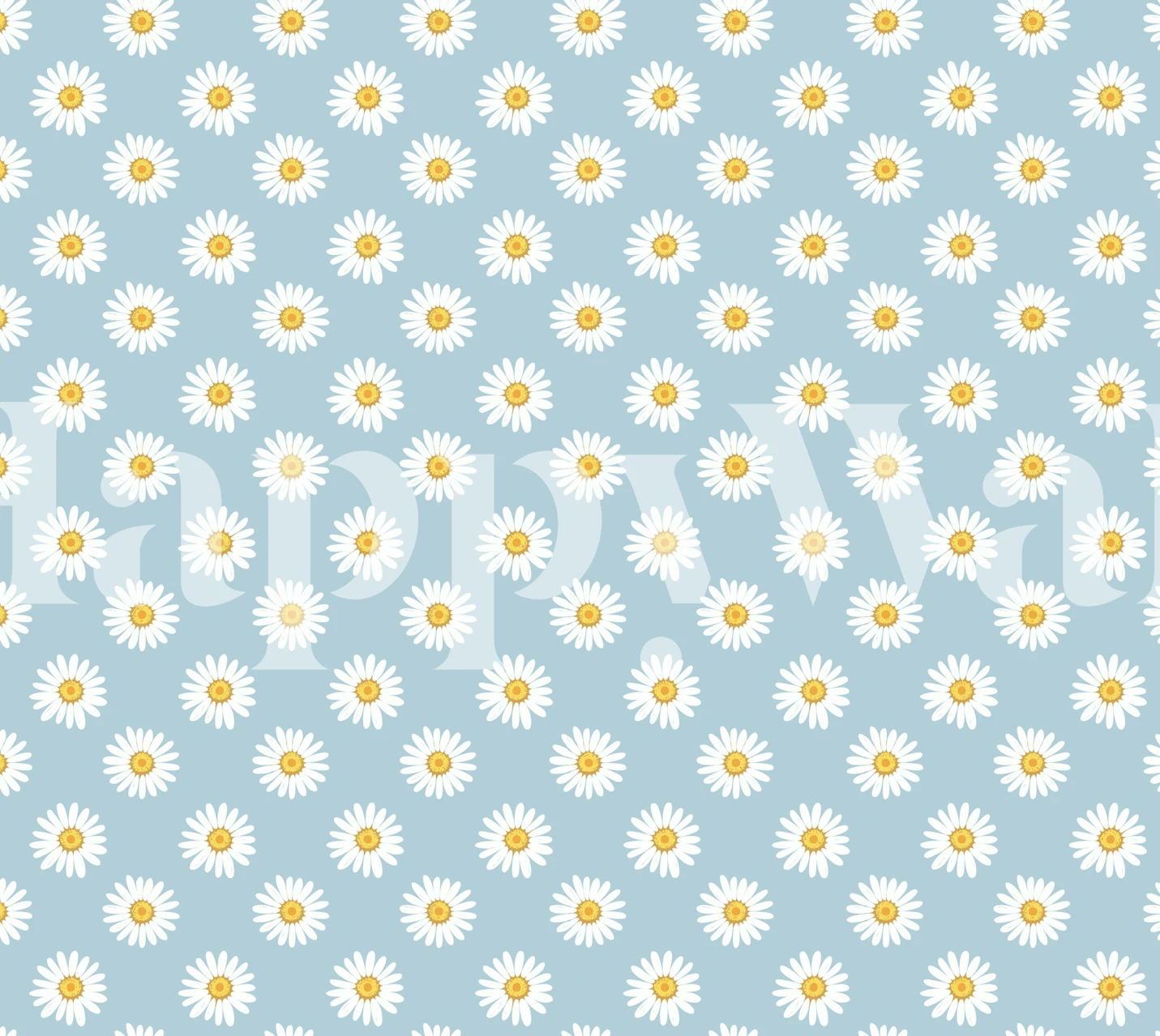 Daisy Meadow Blue floral wallpaper in a room