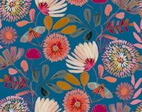 Sophisticated Botanicals painted Floral Blue tapet