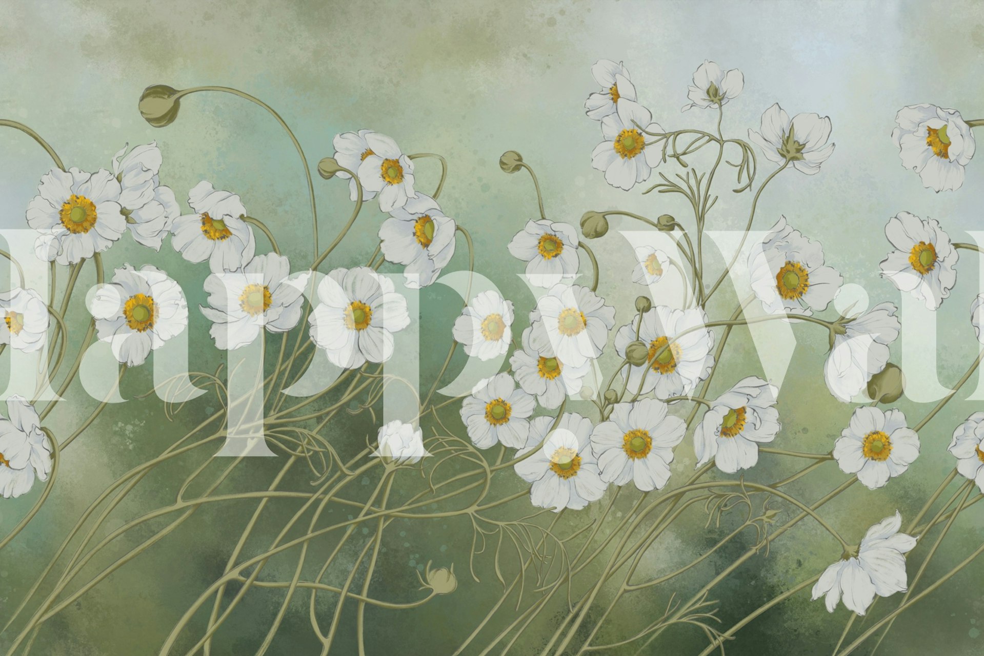 Papier peint floral Pastel Harmony dans une pièce