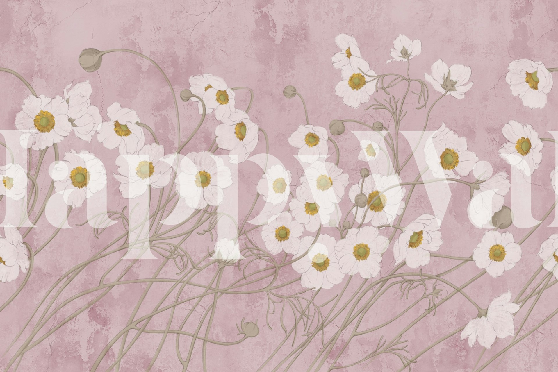 Floral wallpaper design in a room