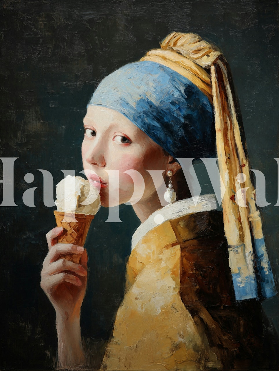 Σχέδιο ταπετσαρίας με Girl with Pearl Earring parody παγωτό