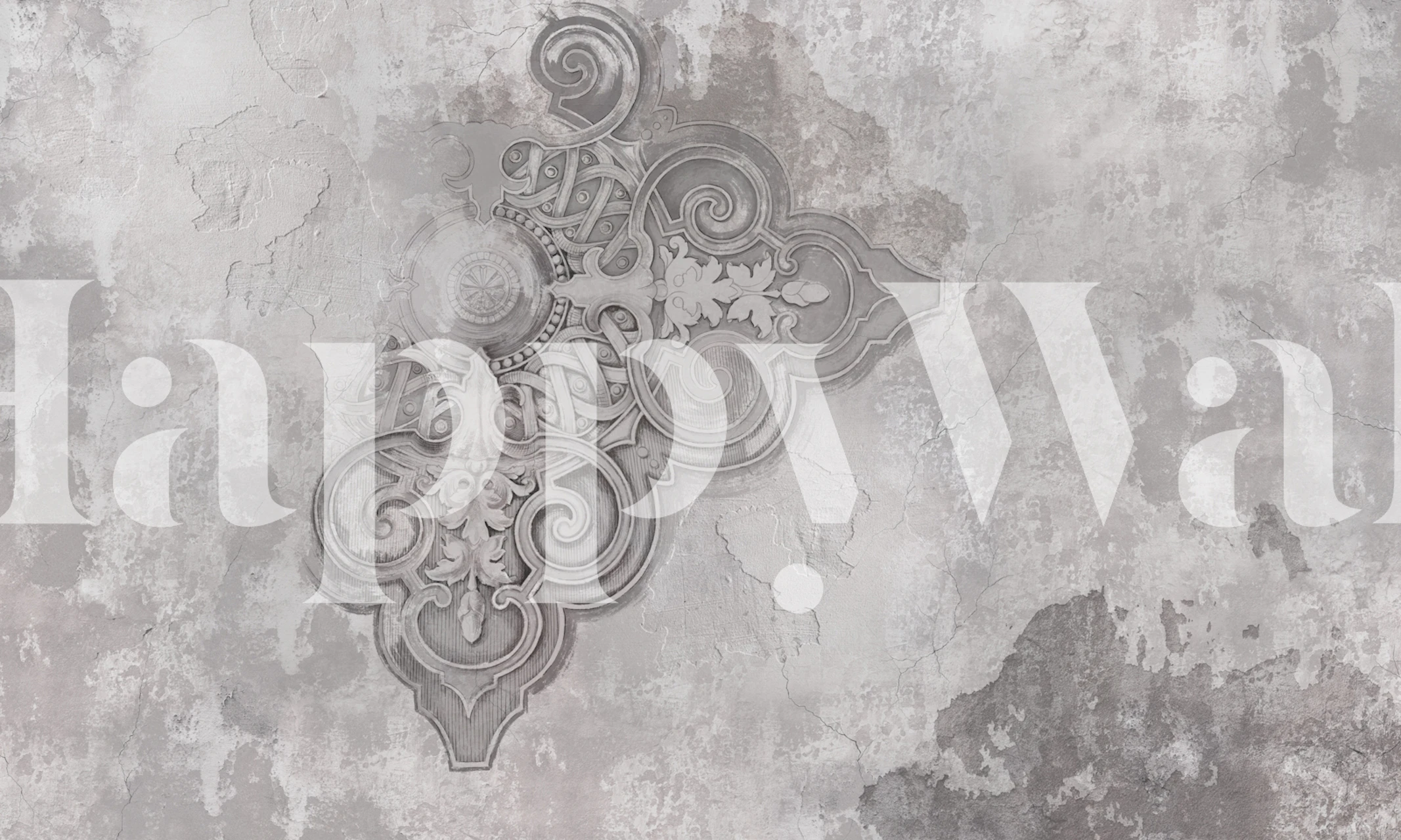 Ornate gray design with textured background wallpaper