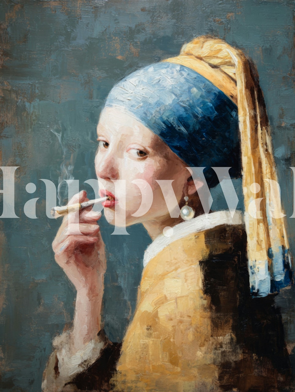 Ταπετσαρία με Girl with Pearl Earring satire σε ένα δωμάτιο