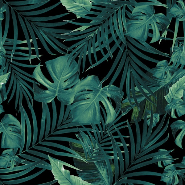 Tropical Jungle Night Leaves 1 - Repeating
