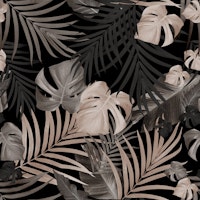 Tropical Jungle Night Leaves 8 - Repeating wallpaper