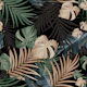 Tropical Jungle Night Leaves 13 - Repeating