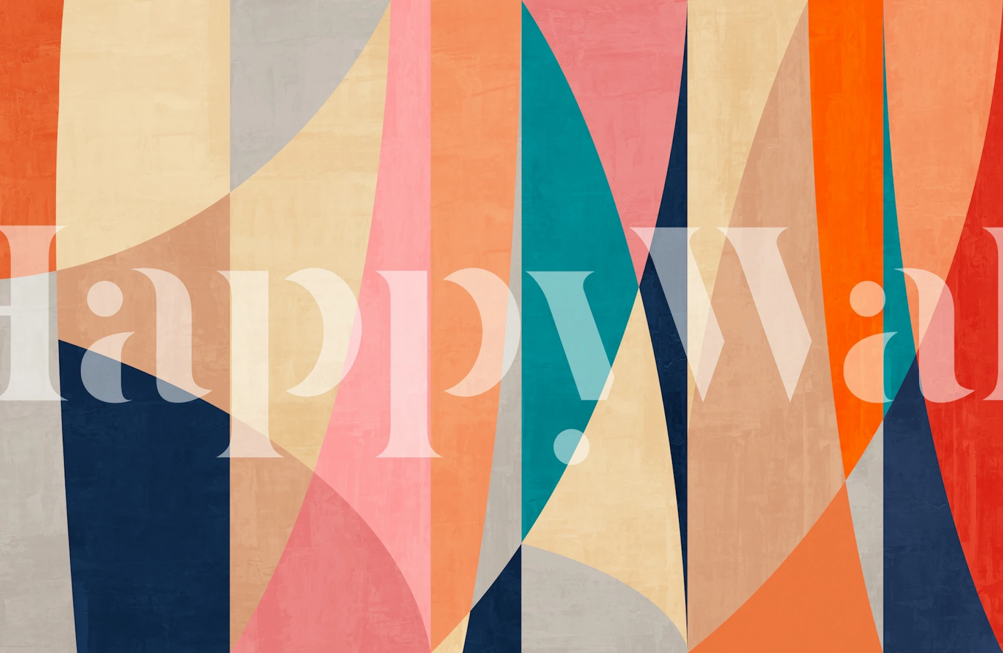 Vibrant geometric curves wallpaper in a room