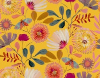 Sophisticated Botanical Vibrant Yellow floral tapet