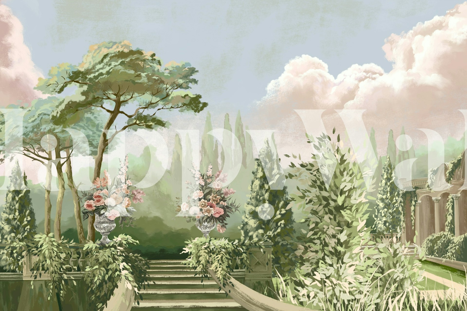 Blooming Serenity 4 wallpaper design in a room