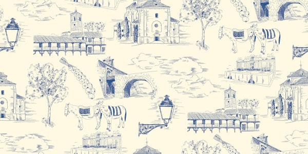 Chinchon Rustic Village Scenes Toile - Blue