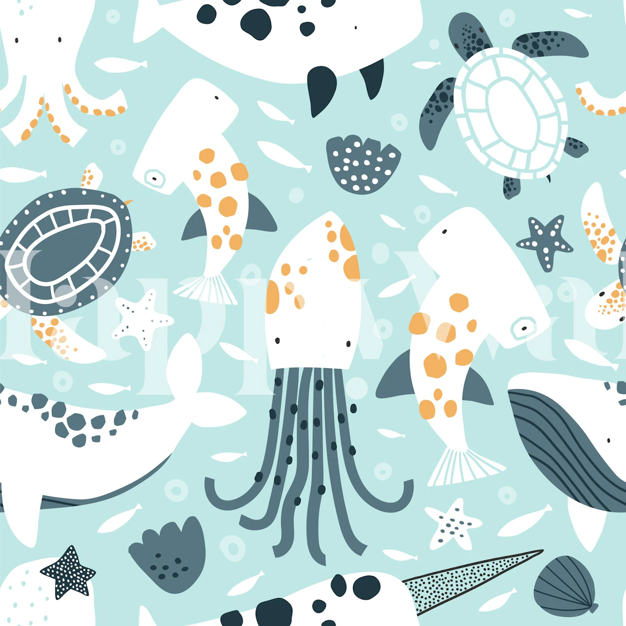 Design della carta da parati Cute sea creatures