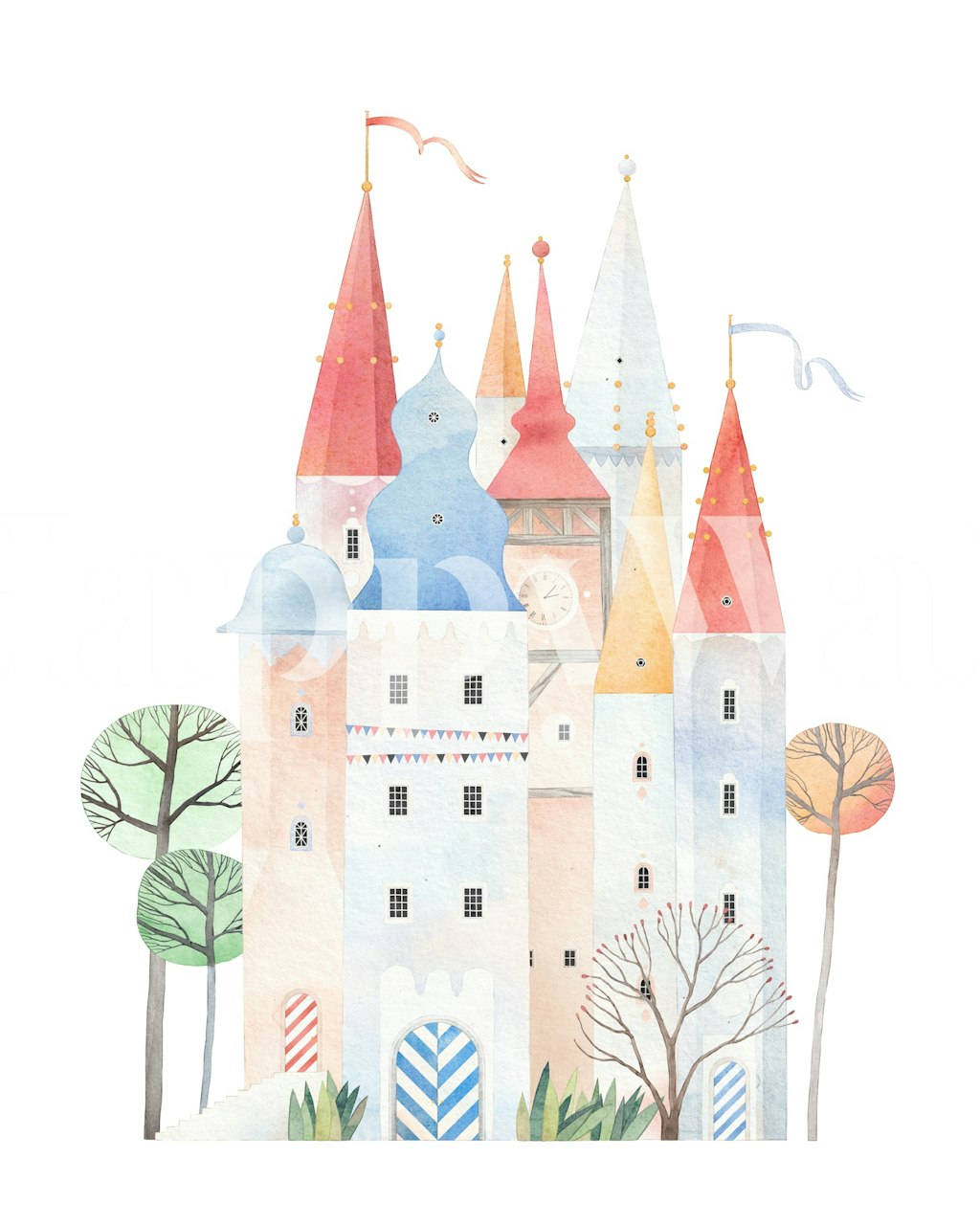 Tapeta Colorful Fantasy Castle w pokoju