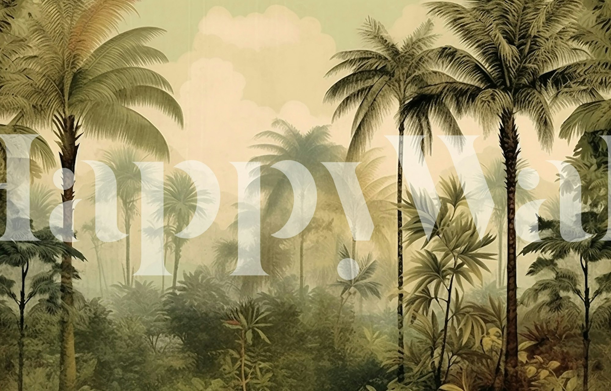 Chic Tropical Floral Design ταπετσαρία εκτεθειμένη σε ένα δωμάτιο