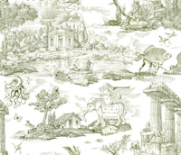 Retro Fantasy Toile Green wallpaper