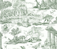 Retro Fantasy Toile Forest Green wallpaper