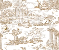 Retro Fantasy Toile Mustard wallpaper