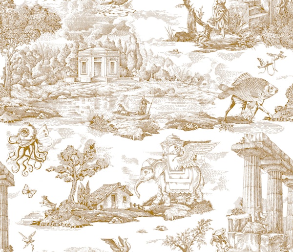 Retro Fantasy Toile Mustard