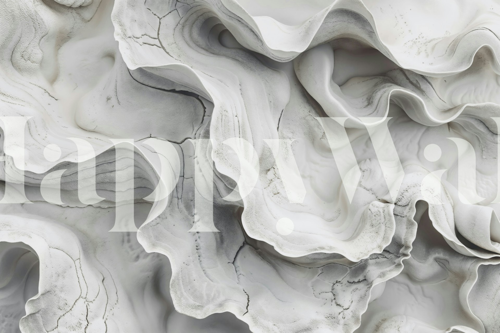 Organic 3D Sculpture Off White wallpaper in room