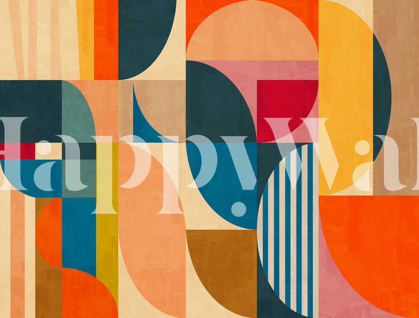 Geometric Color Harmony Tapete in einem Raum