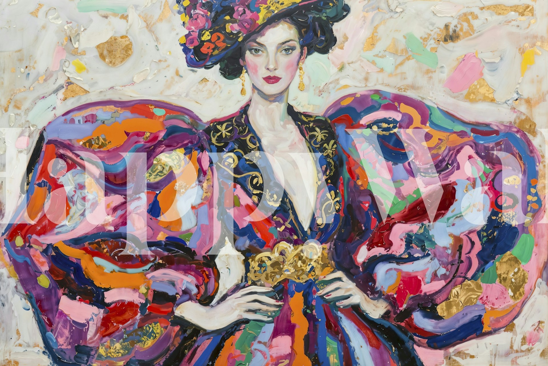 Colorful fashion art with bold pink and blue tones wallpaper