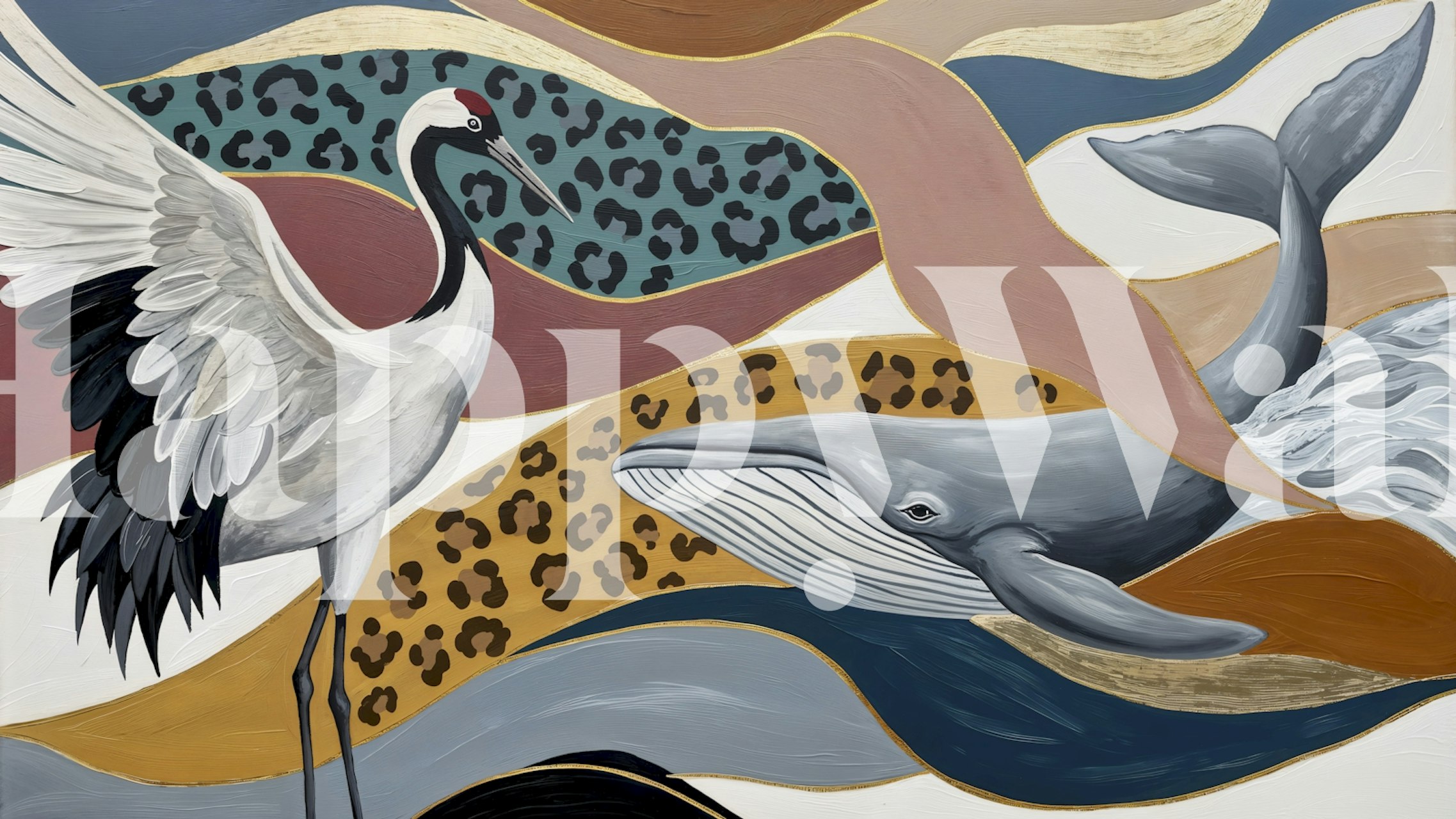 Graceful wildlife wallpaper in a modern room