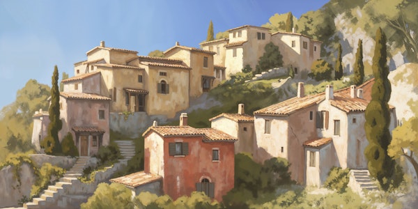 Sunlit Mediterranean Village