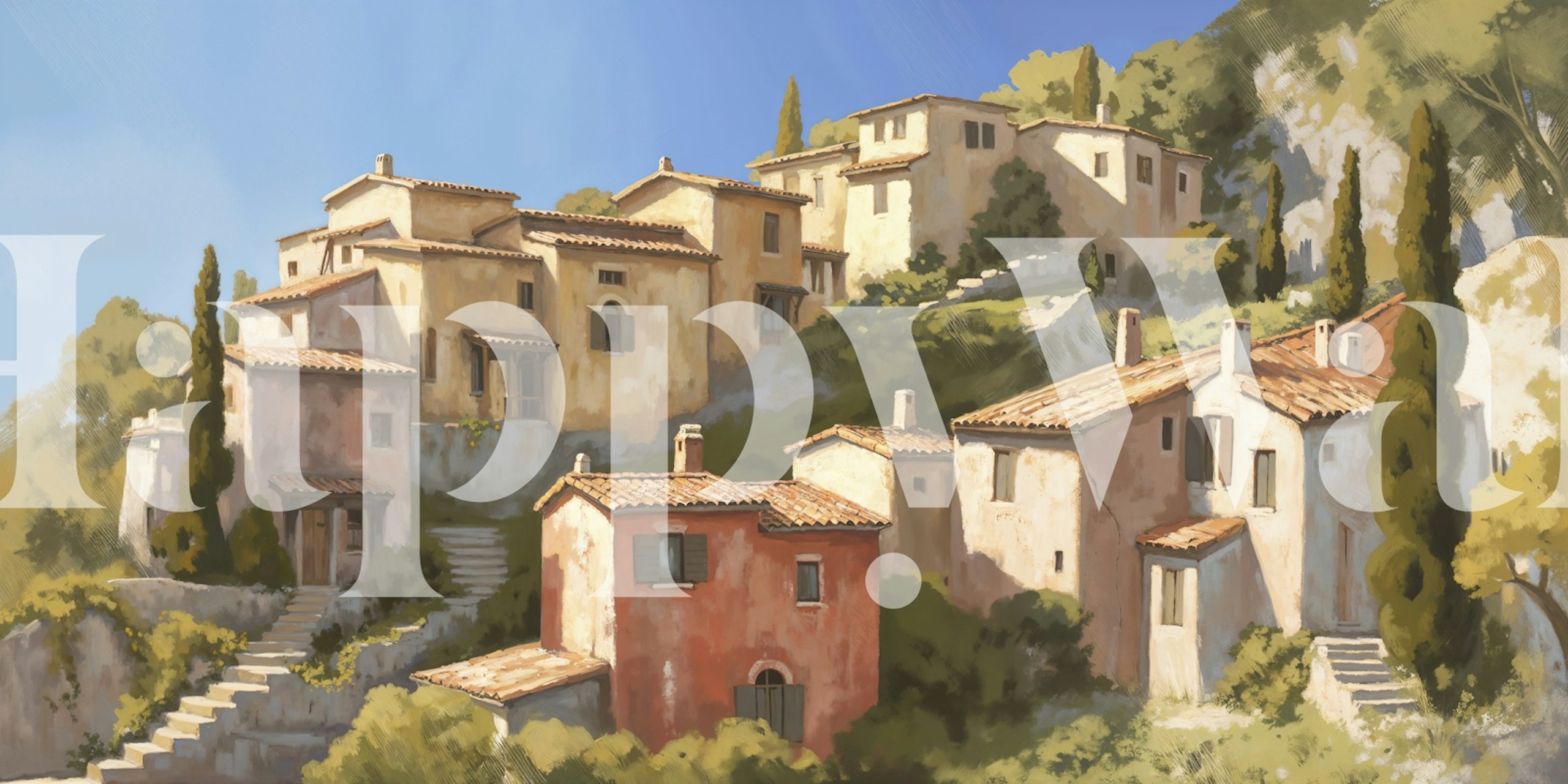 Tapeta s motivem Sunlit Mediterranean Village