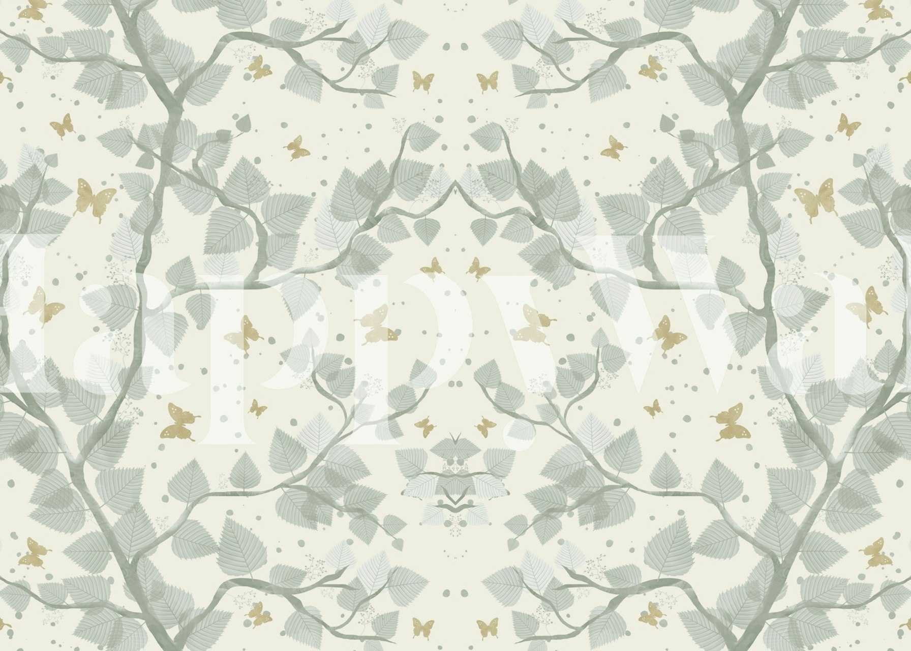 papel pintado Blue and Gold Butterflies Tree en la habitación