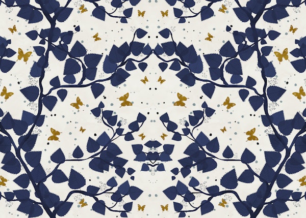 Gold and Blue Butterflies Tree