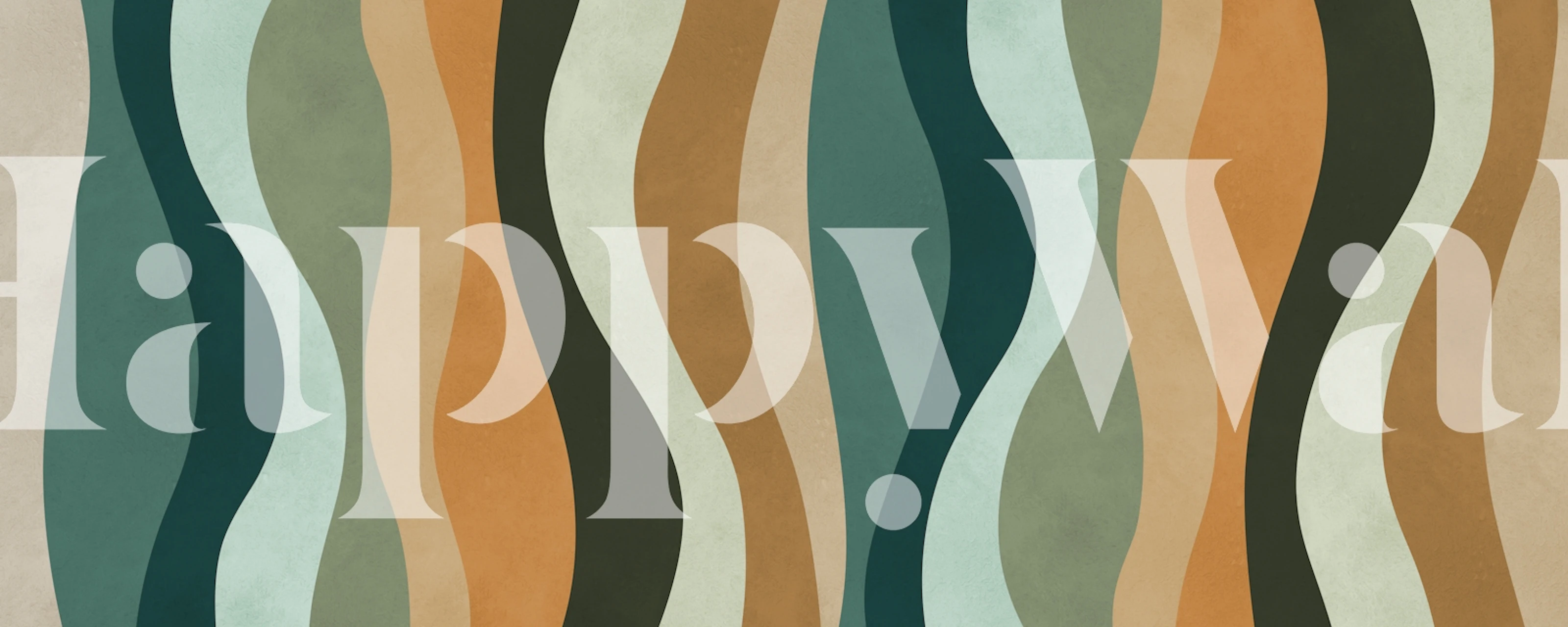 Wavy Earth Tones wallpaper with shades of green, beige, and brown in a flowing pattern