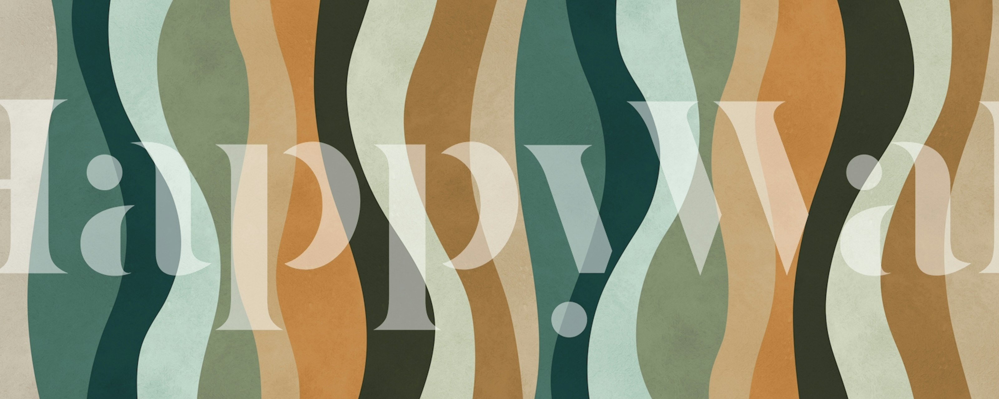 Wavy Earth Tones wallpaper with shades of green, beige, and brown in a flowing pattern