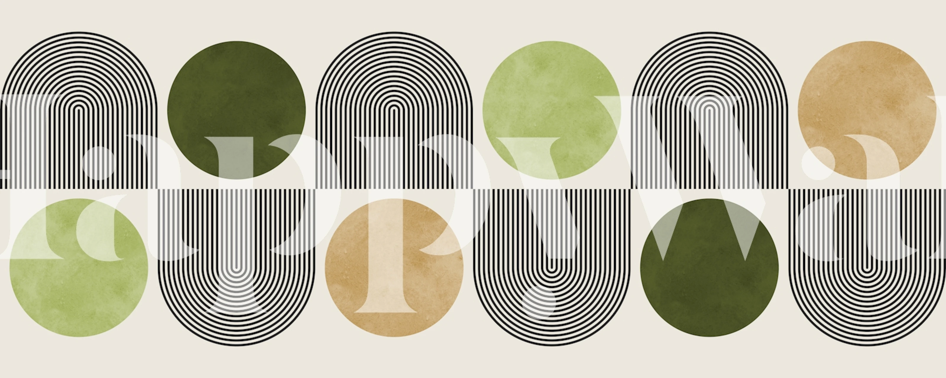 Earthy Circles and Arches wallpaper in a room