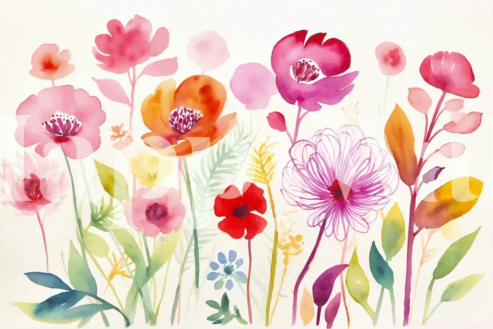 Colorful wildflowers in pink, red, and orange hues wallpaper