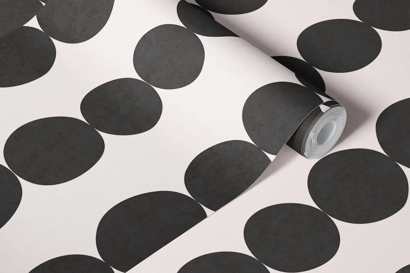 Mid Century Circles - Bold Black & White wallpaper roll