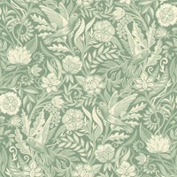 Hummingbird Chintz in Sage Green and Cream wallpaper