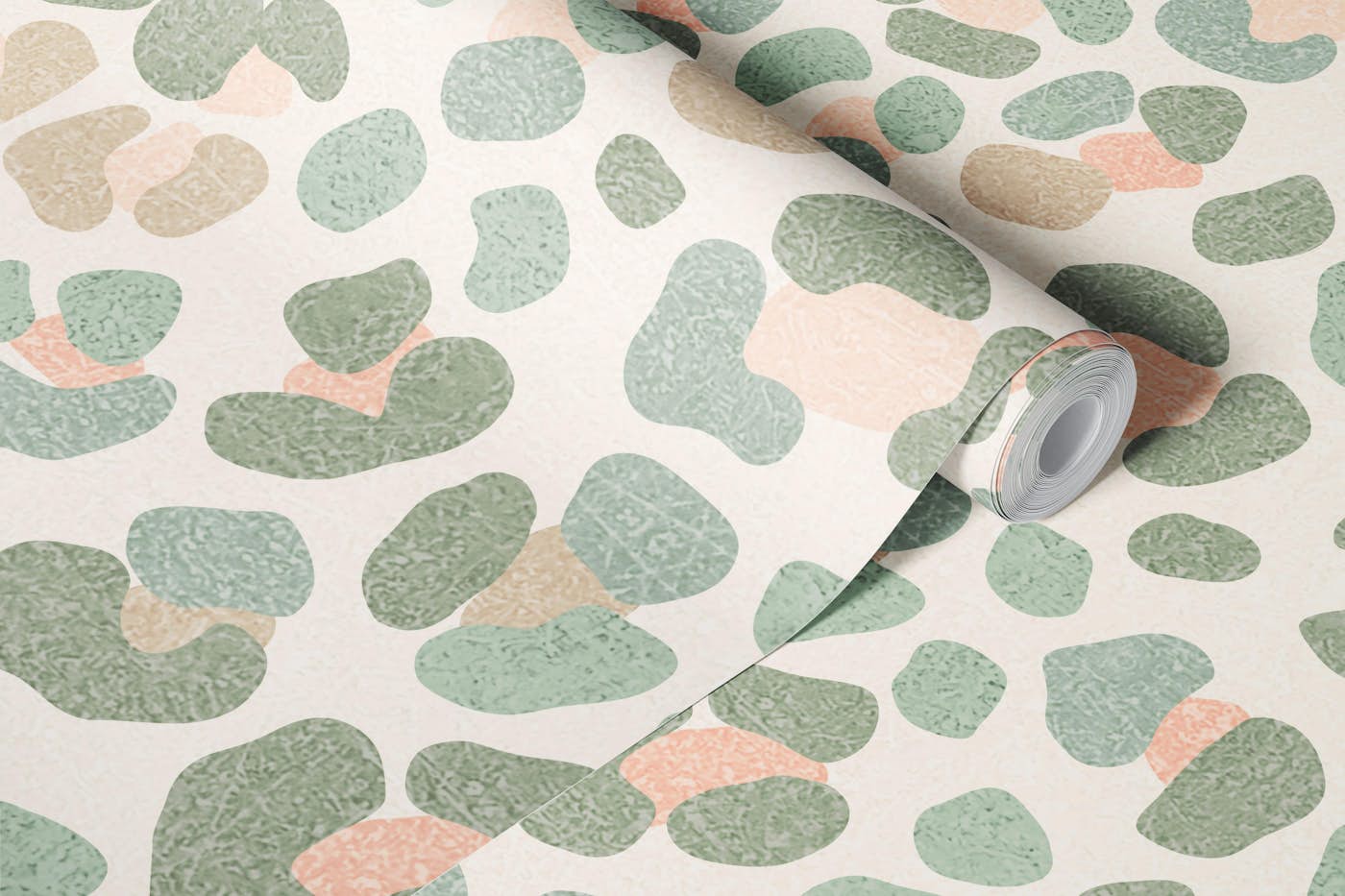 Boho Chic Leopard Spots Khaki and Peach wallpaper roll