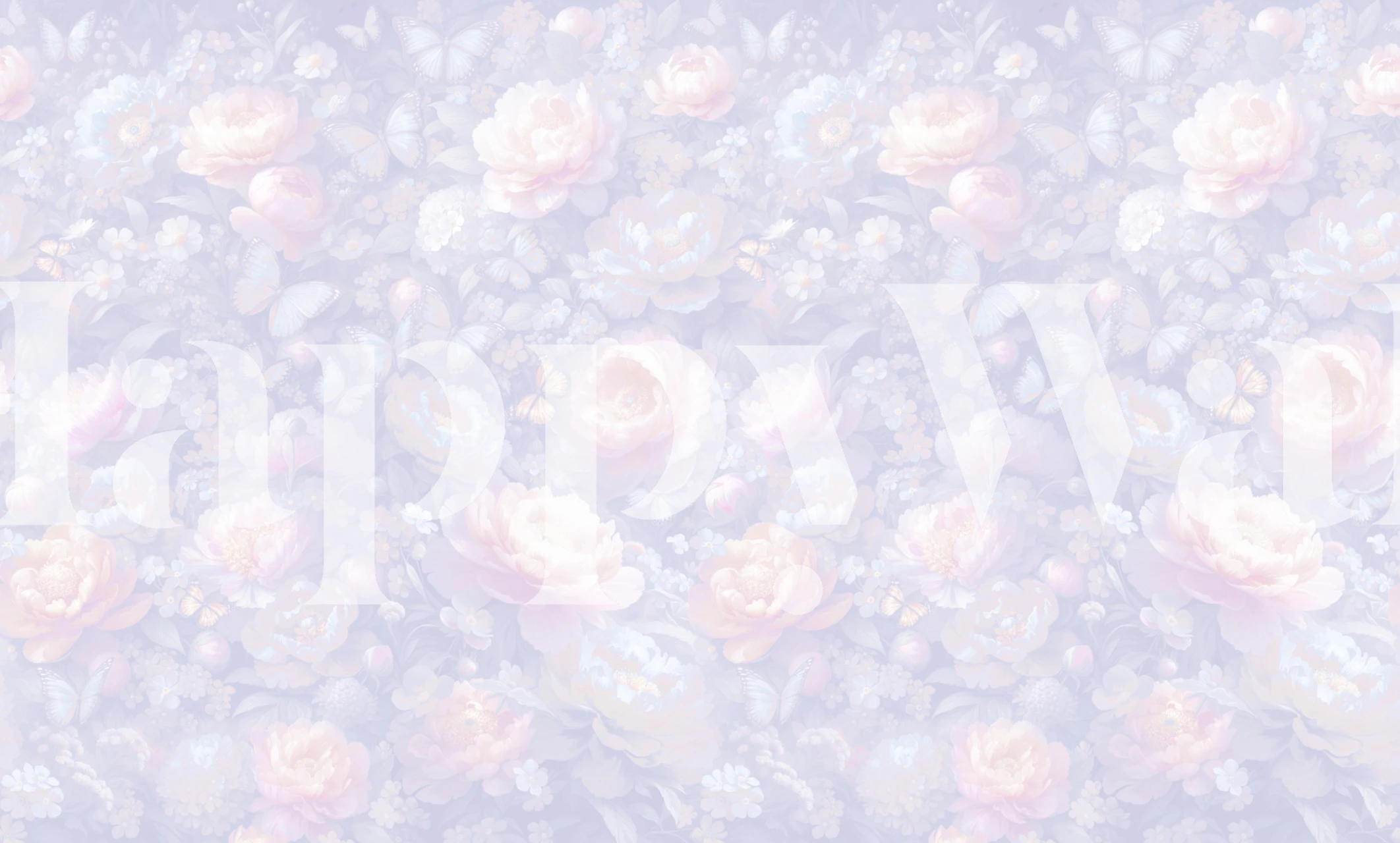 Pastel floral design with roses and butterflies wallpaper