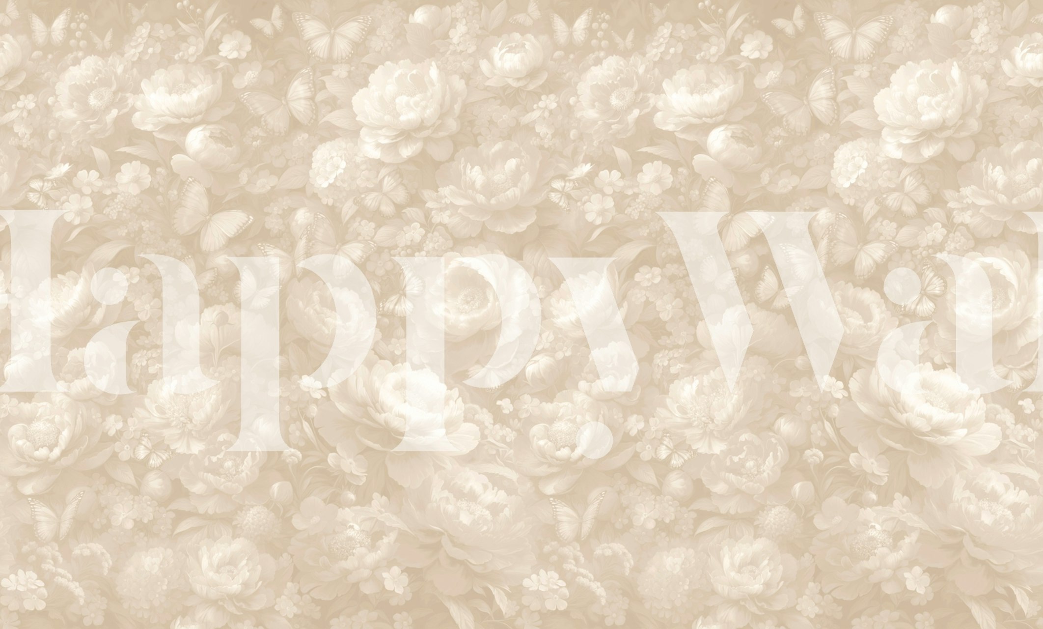 Floral patterns in golden sepia tones wallpaper
