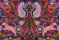 Vintage Cheetahs in Lush Jungle Black pinks ταπετσαρία